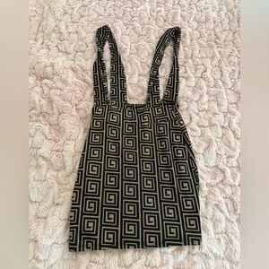 Fashion Nova Black and Tan Geometric skirt with straps size XS